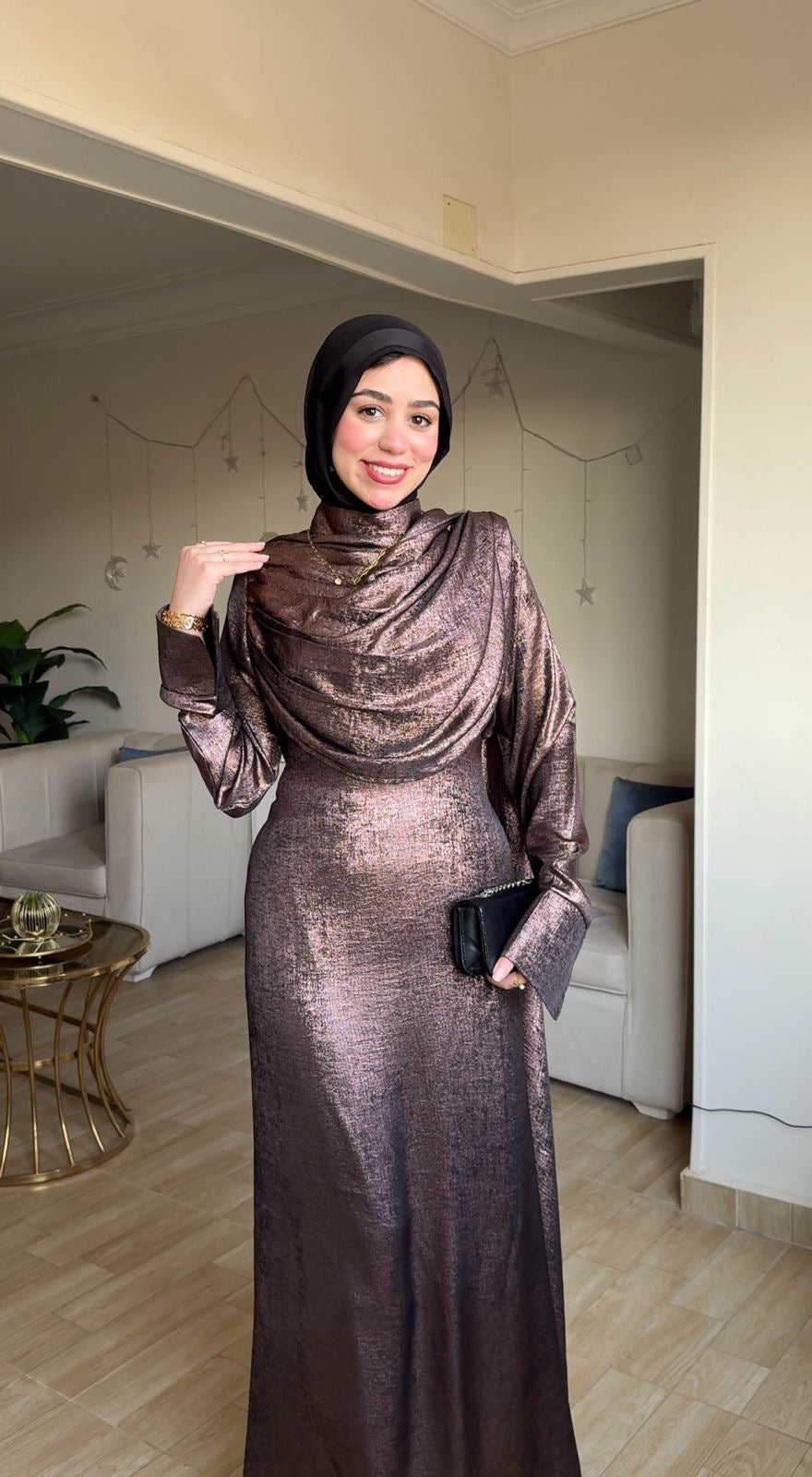 Shimmery Dress💎 Bronze وان سايز : من 55 كيلوا الي 95 كيلوا