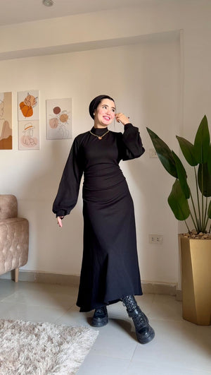 Winter Dress - فستان بيزك شتوي Black