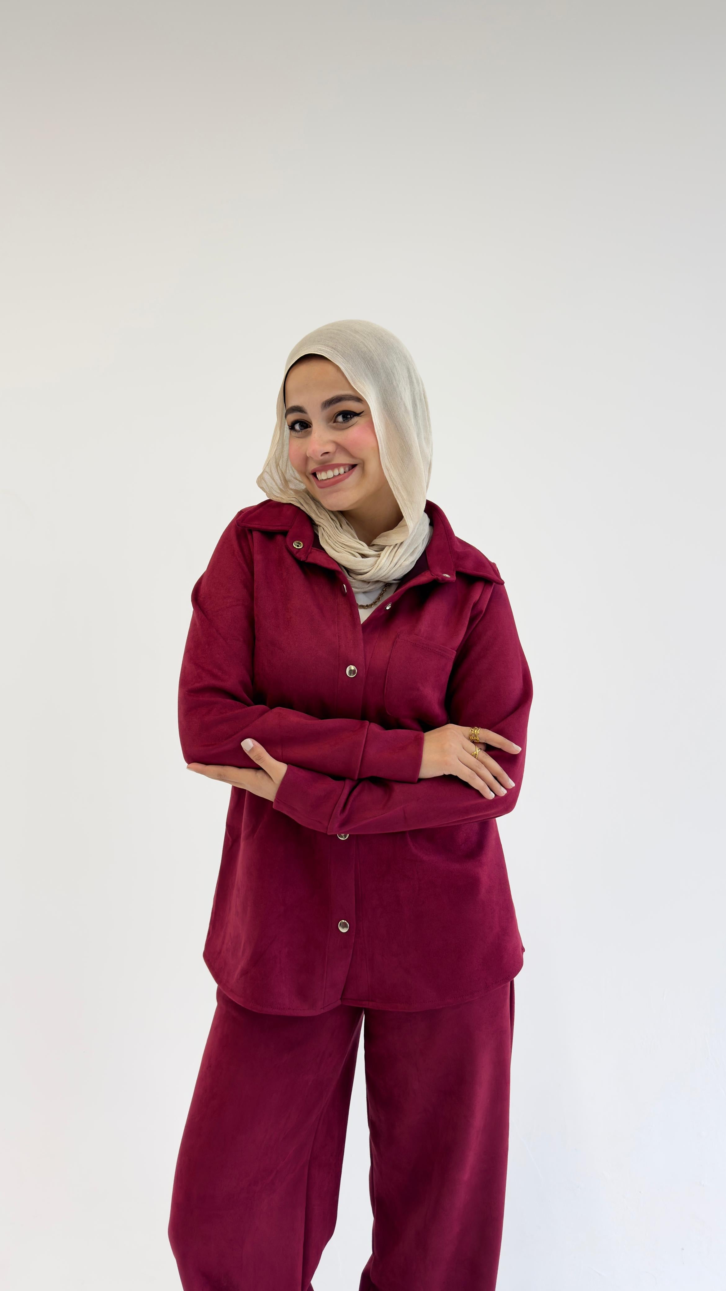 Warm suede set🥰 Burgendy