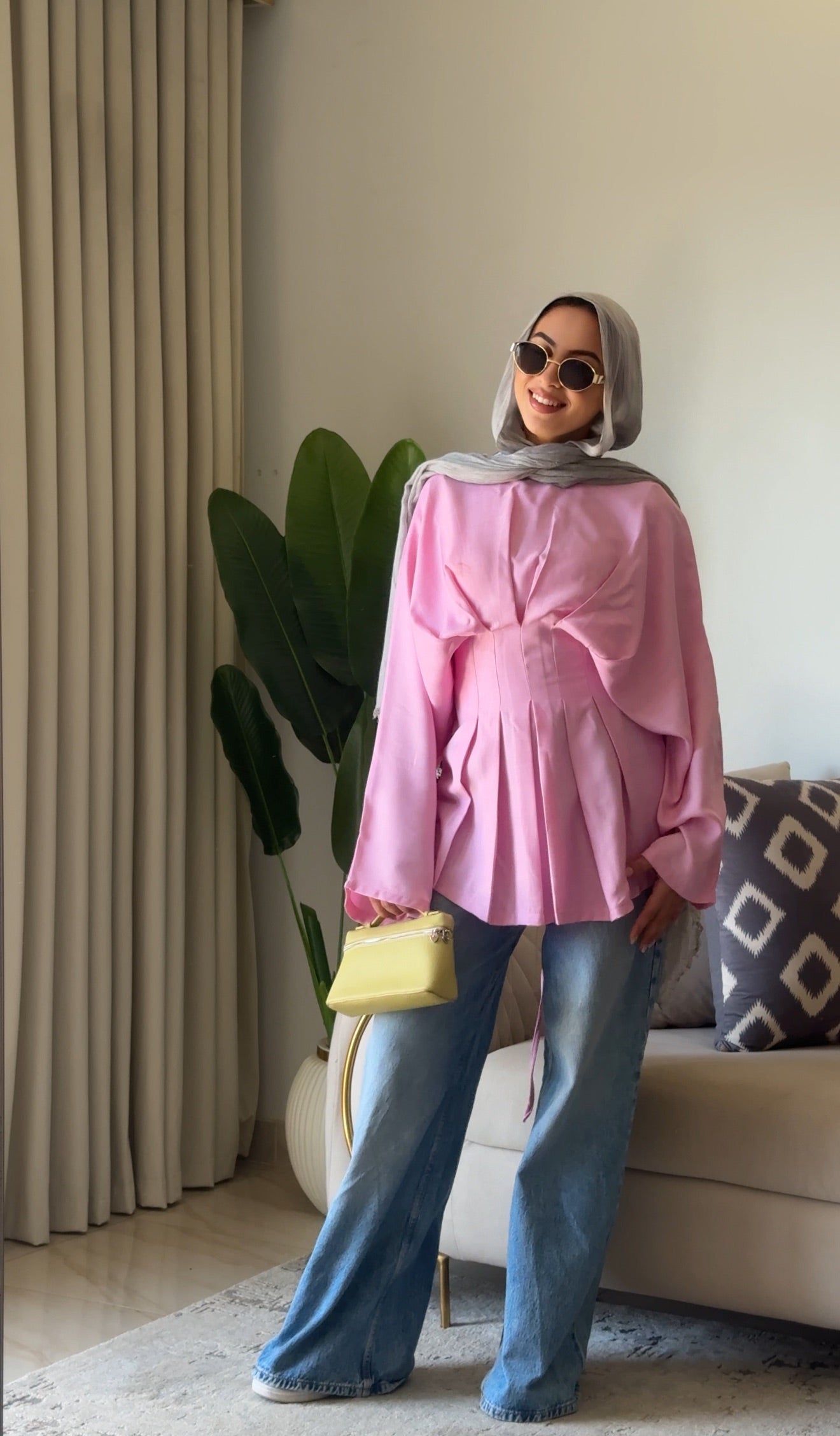 Linen Blouse⚡️ ◀️ L XL: من 75 لـ 90 كيلو Pink