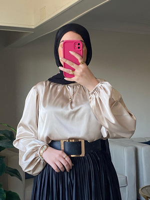 Satan Blouse🦄 Beige