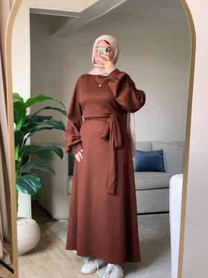 Winter Dress - فستان بيزك شتوي brown