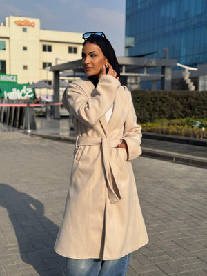 چاكيت جوخ كابيشو - Hooded coat beige