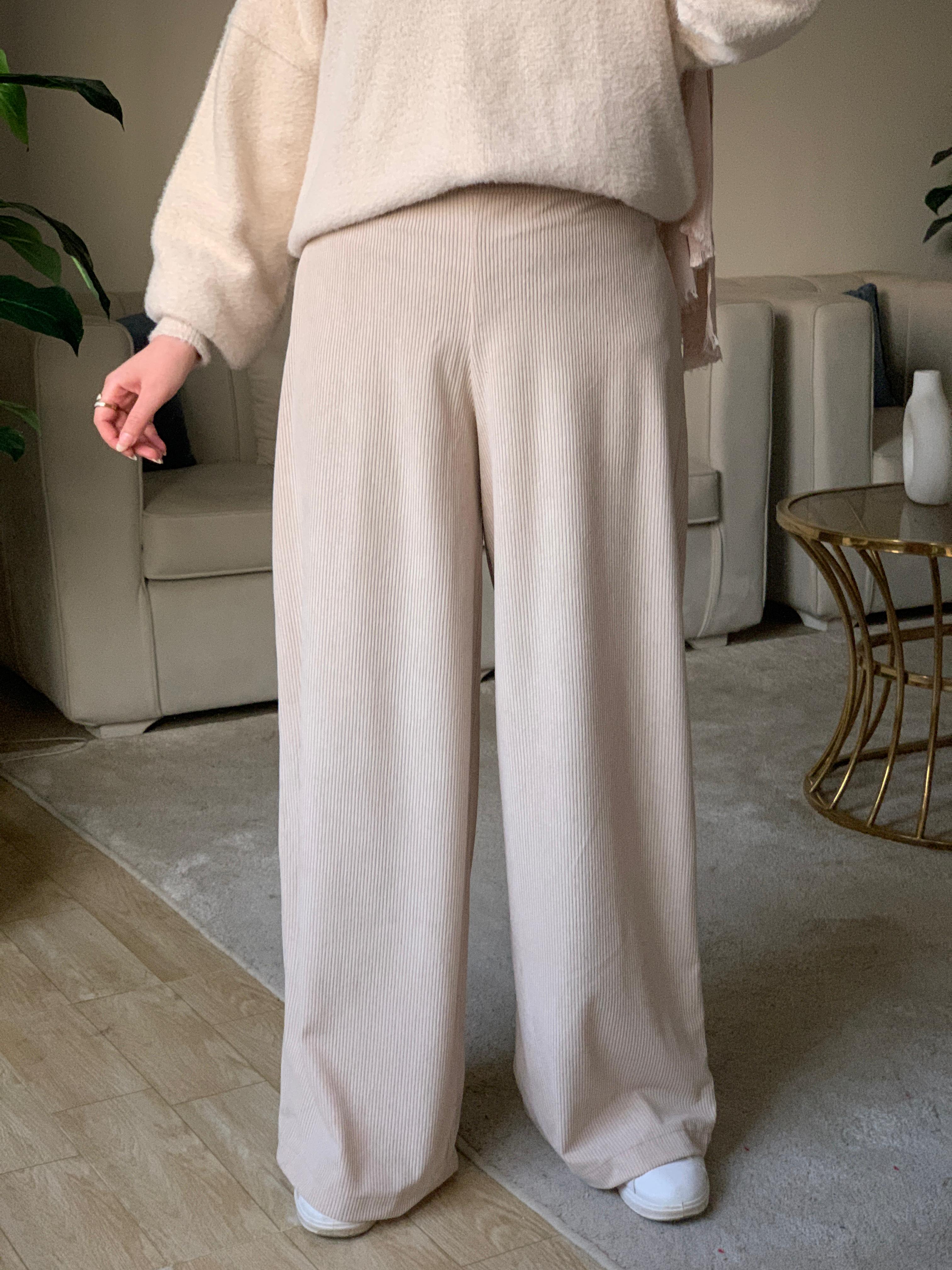 winter wide leg pants Beige