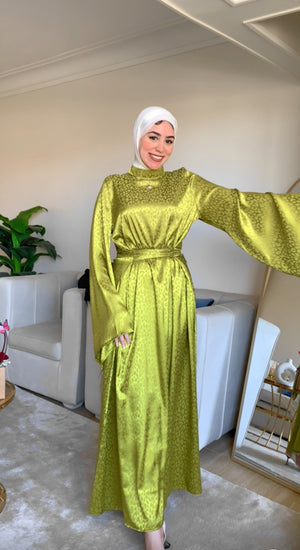 Jaquard Soirée Dress yellowgreen