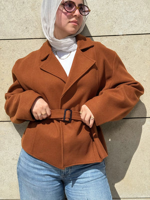 Cropped coat Camel