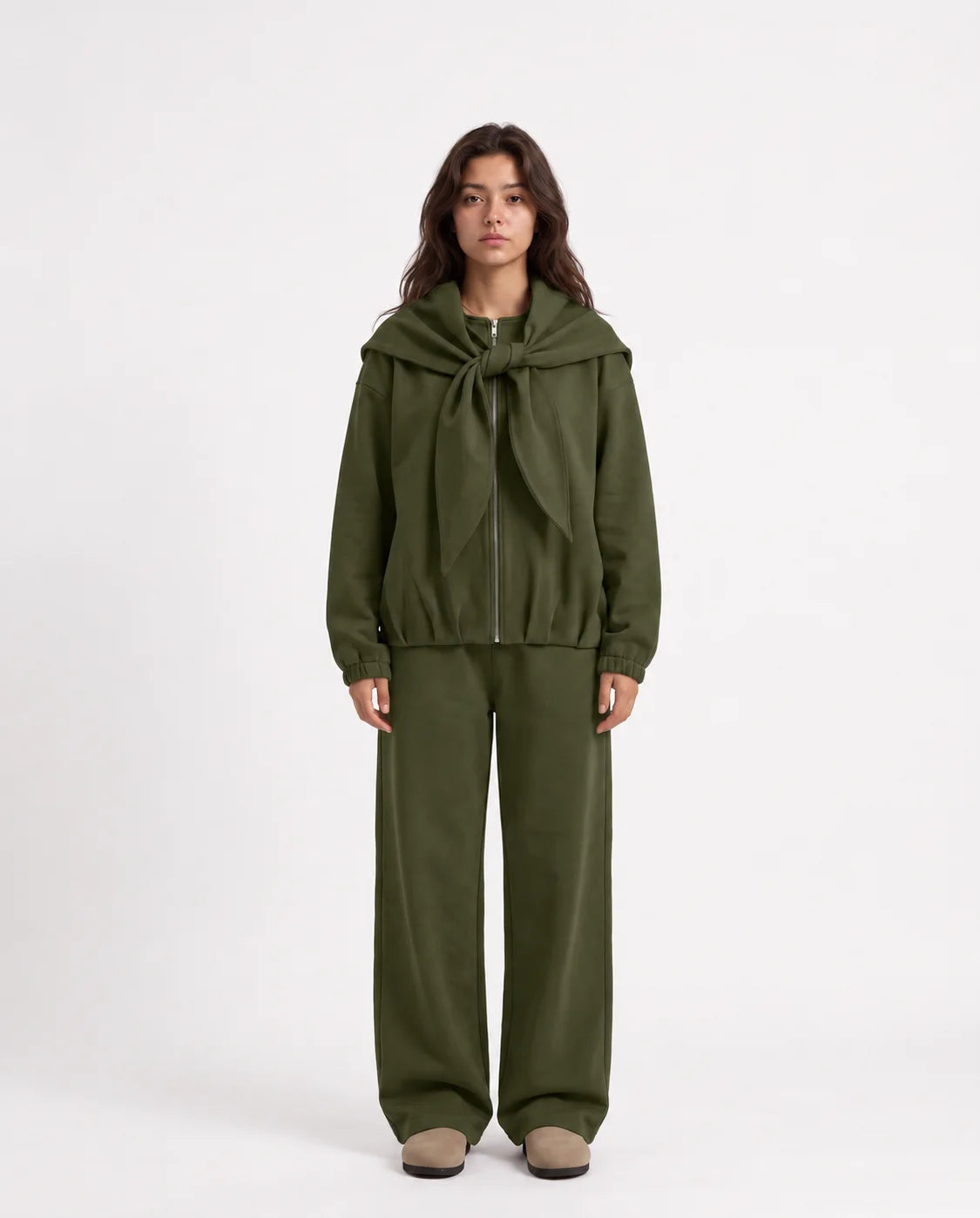 Tie Shoulder Zip Set