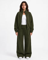 High Neck Zip Lounge Set
