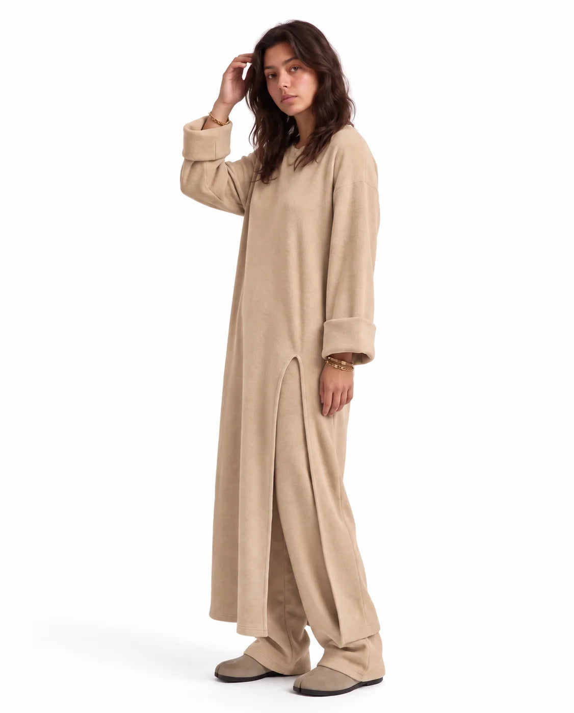 Long Slit Knit Set