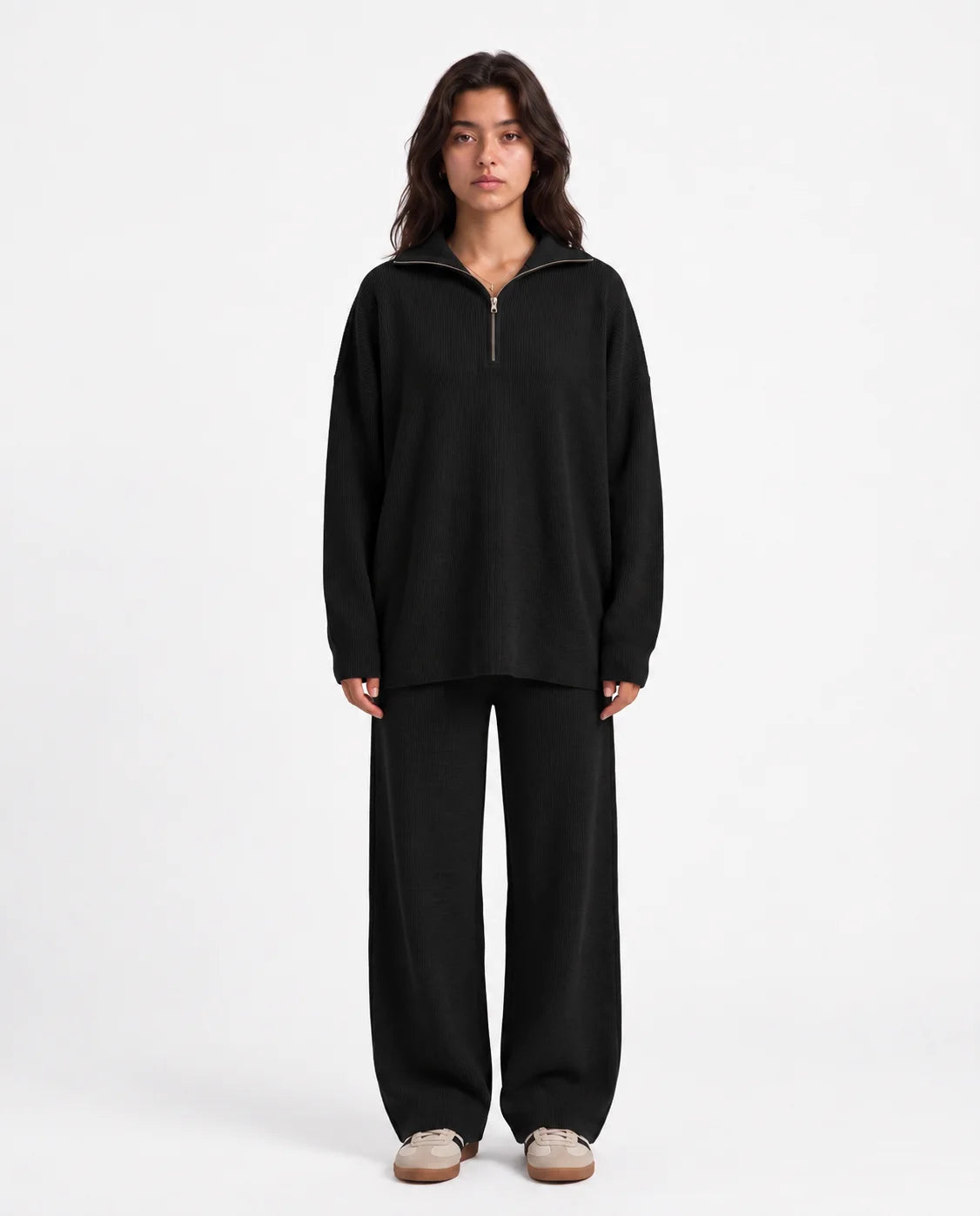 Ribbed Half-Zip Set