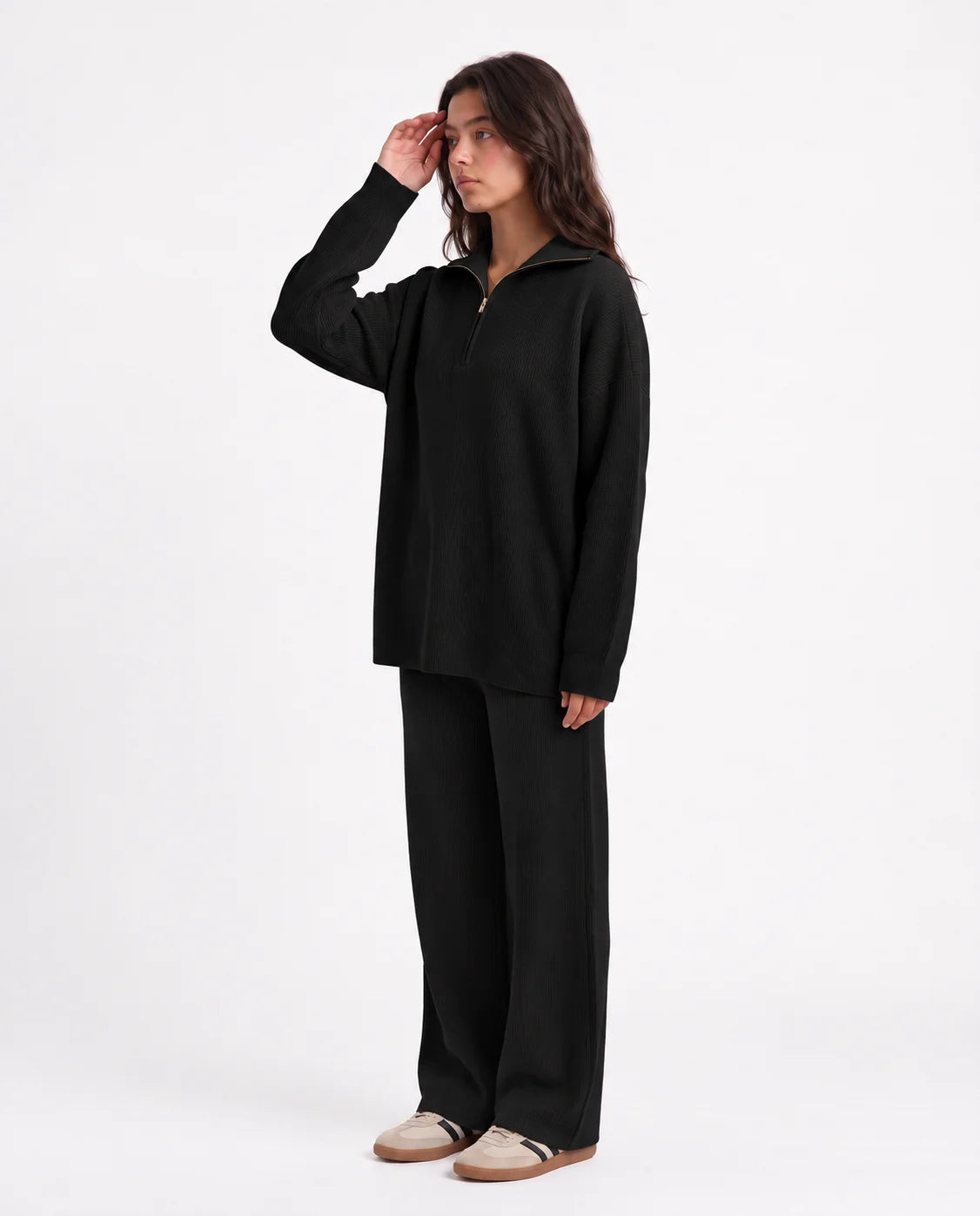 Ribbed Half-Zip Set