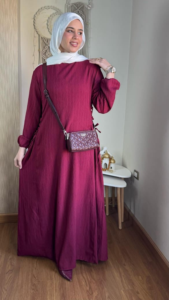 فستان بيزك برباط من Inseason👌🏻 Burgundy