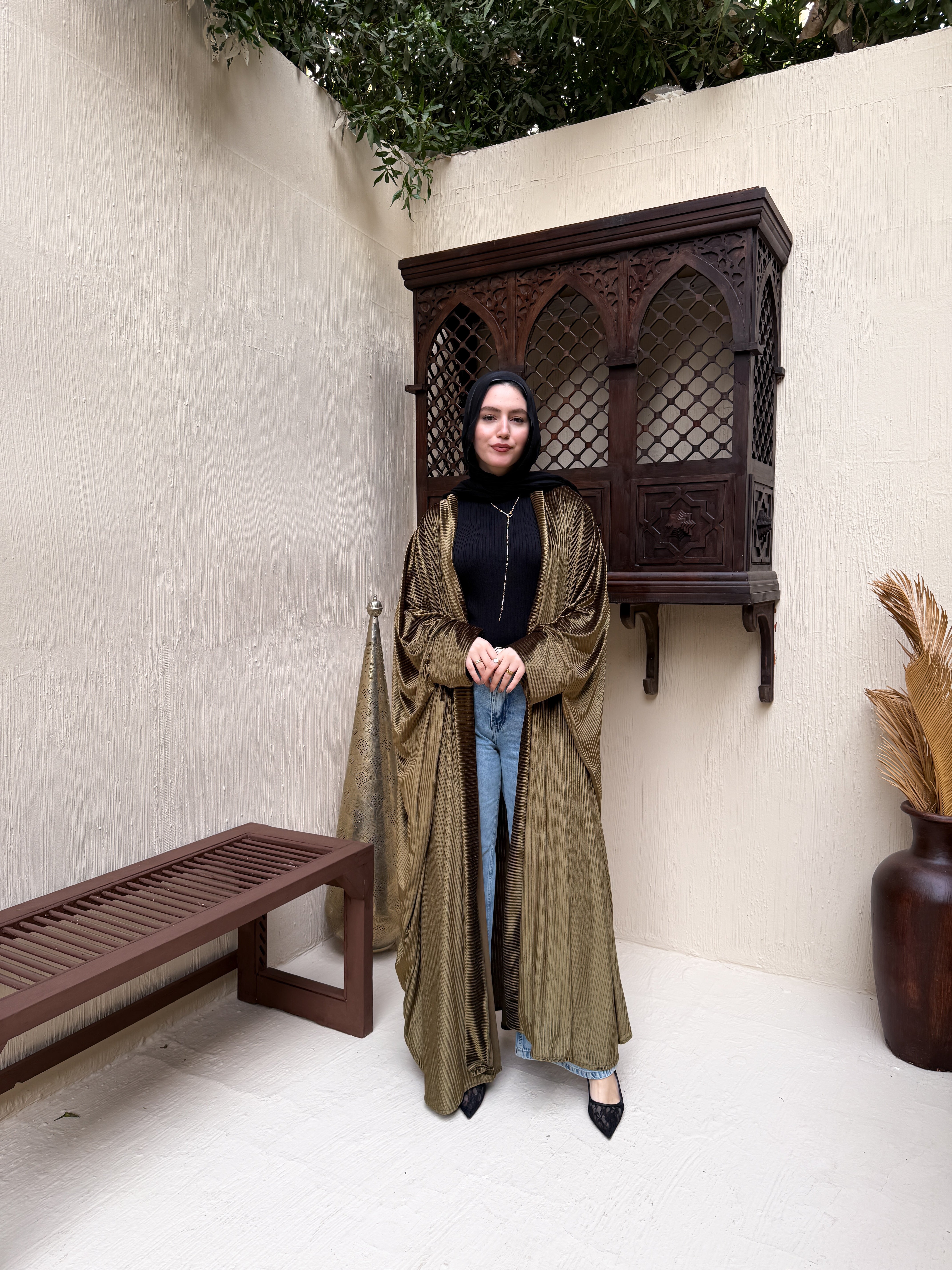 قفطان روح🤍 Olive المقاس وان سايز يلبس من 60 حتي 120 كيلو