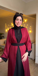 Youssr abbaya Burgundy