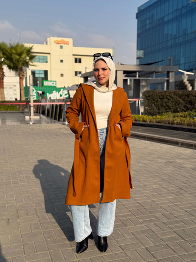 Hooded coat brown