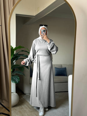 Winter Dress - فستان بيزك شتوي Gray