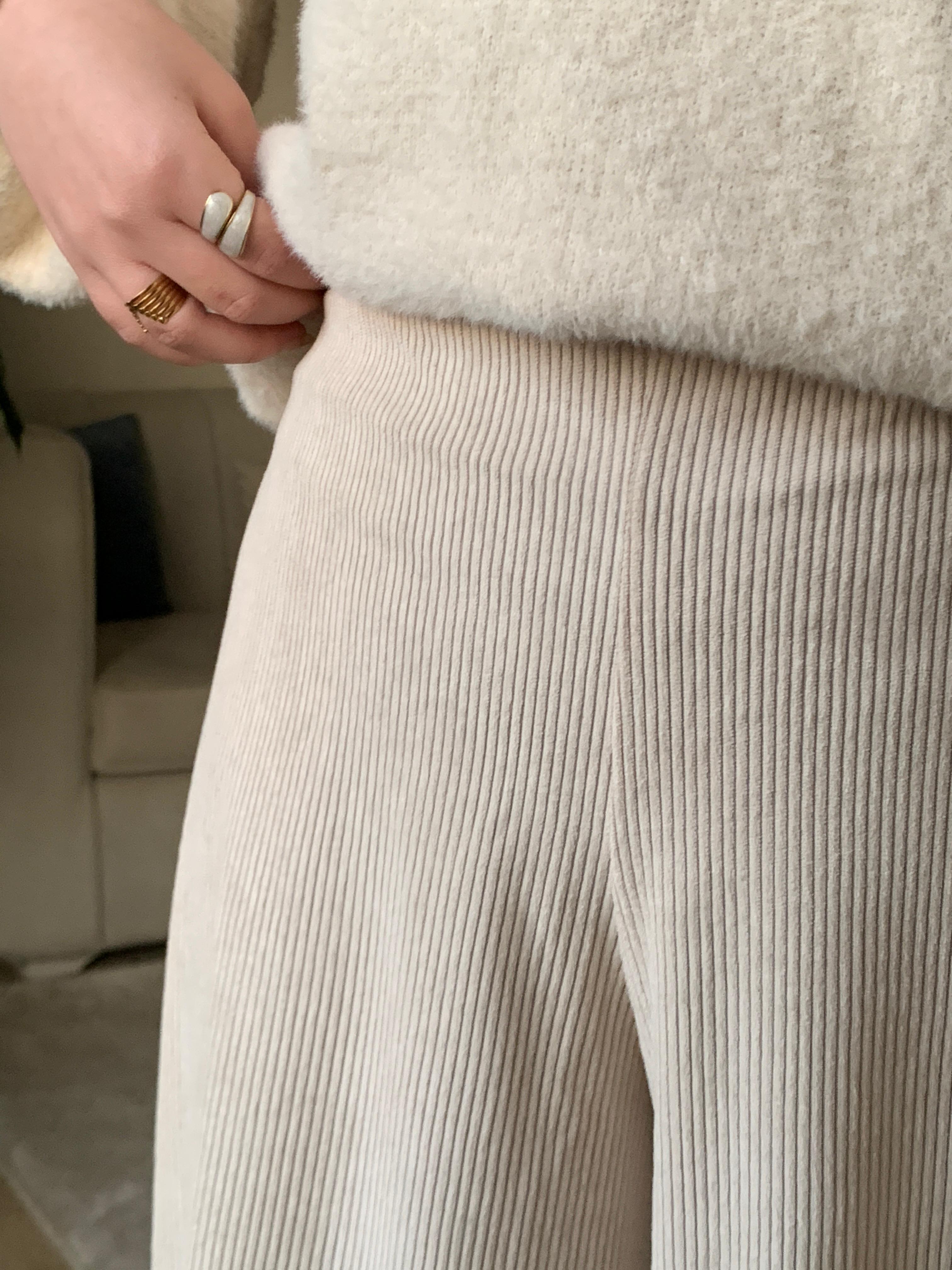 winter wide leg pants Beige