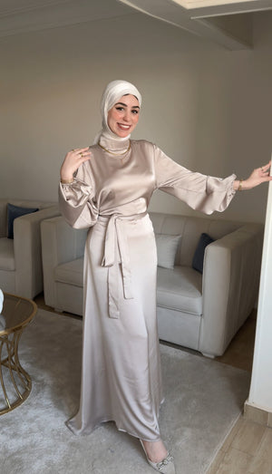 Soirée Dress - فستان سوارية Beige medium