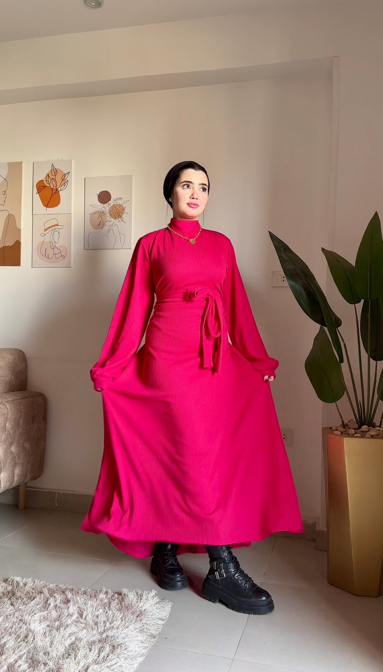 Winter Dress hot pink