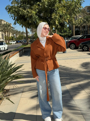 Cropped coat Camel