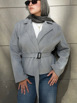 Cropped coat gray