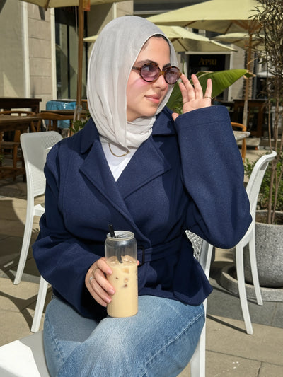 Cropped coat navy blue