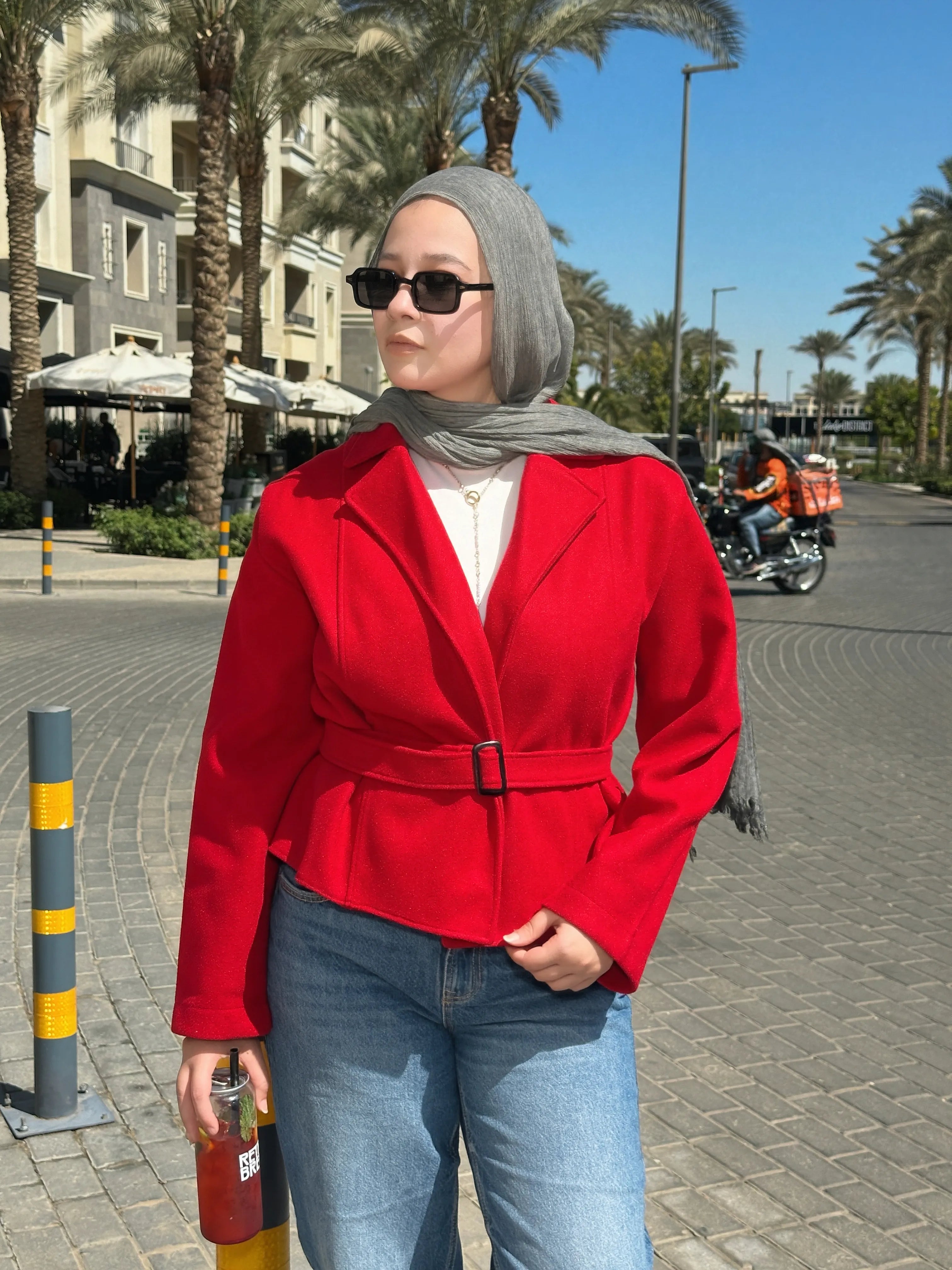Cropped coat red