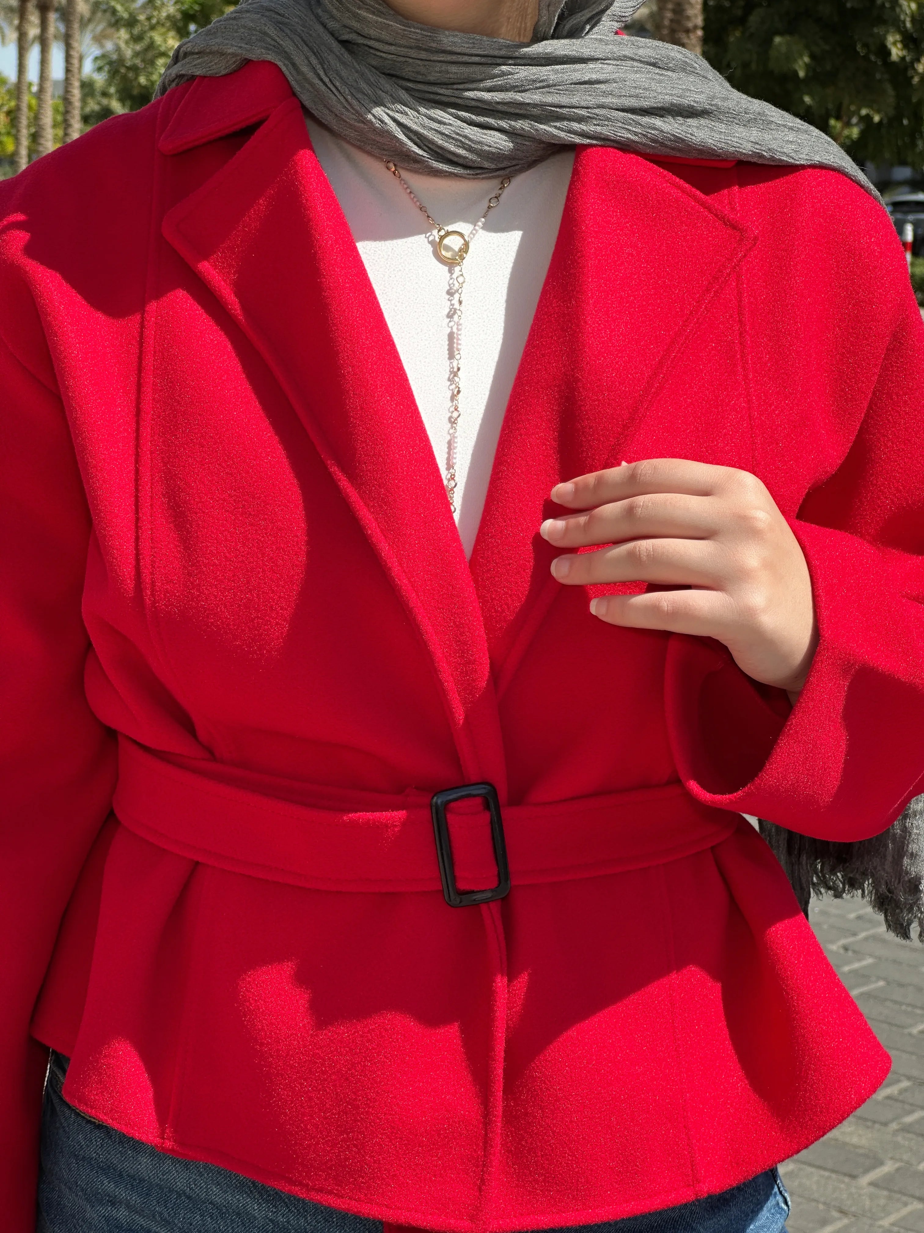 Cropped coat red