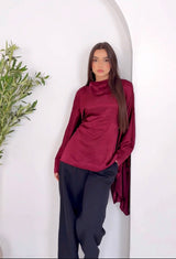 Evening blouse One Size — fits up to 95 kg Burgundy
