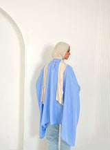 Flow linen blouse Blue One Size — fits up to 95 kg