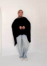 Flow linen blouse Black One Size — fits up to 95 kg