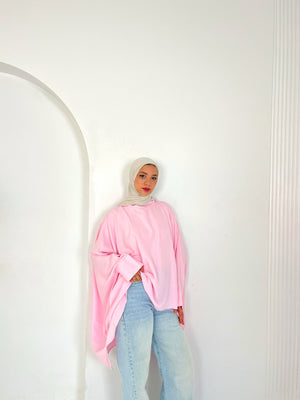 Flow linen blouse Pink One Size — fits up to 95 kg